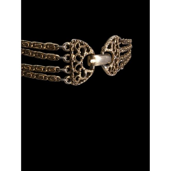 Vintage Goldette Signed 4 Strand Necklace Intaglio Cameo Pendant 24"–40" Layered - Picture 3 of 4